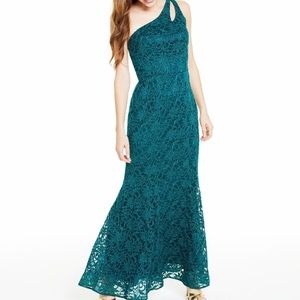 One-shoulder Glitter Lace Gown Size 5 NWT